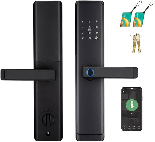 WiFi Smart Door Lock with Handles, Alarm & Keypad Entry, Auto Lock & One Touch Unlock