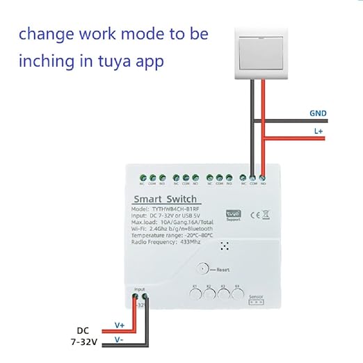WiFi Wireless Smart Temperature and Humidity Relay Switch,Dry Contact App Remote,Compatible with Alexa Google Home