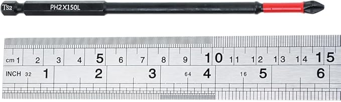 AUTOTOOLHOME 10 Pack Phillips PH2 Magnetic Anti Slip Screwdriver Bit Set 6 inch Length TS2 Anti-Slip Long Drill Bits Impact Driver Bits