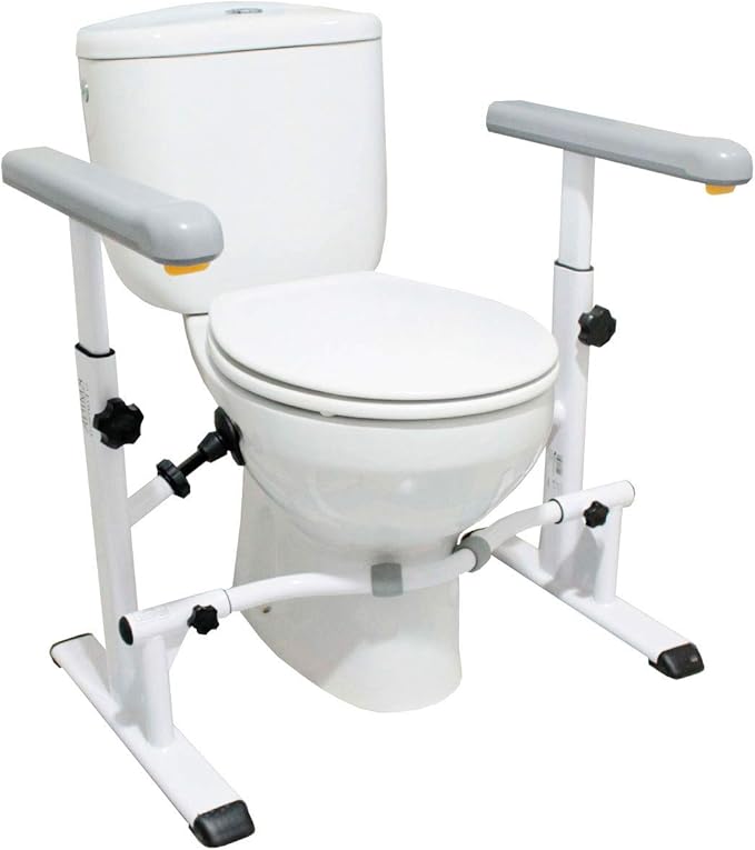 KMINA - Toilet Safety Rails for Seniors (330 lbs), Frame with Arms, Adjustable Height and Width, Grab Bars