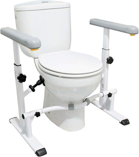 KMINA - Toilet Safety Rails for Seniors (330 lbs), Frame with Arms, Adjustable Height and Width, Grab Bars