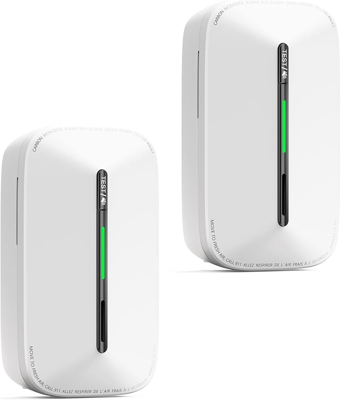 Jemay Carbon Monoxide Detector Plug in Alarm with 10 Year Battery, Portable CO Detector with LCD Numerical Display&Test Alarm Mode for Home Travel Safety, 2 Packs