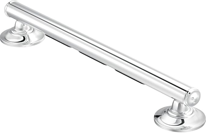 Moen LR8724D1GCH Bathroom Safety 24-Inch Designer Bathroom Grab Bar with Curled Grip, Stainless