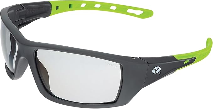 Veratti Spectrum Safety Glasses, Anti-Fog Indoor/Outdoor Lens, ANSI Z87.1 Certified, Impact Resistant, Gray/Green Frame