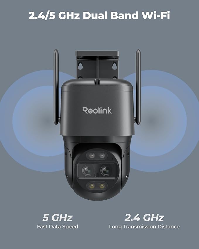 REOLINK 4K Wired WiFi Outdoor Camera, 8MP Dual Lens Security Camera, 360 PTZ Camera Auto Tracking, 2.4/5GHz Wi-Fi Smart Person/Vehicle Detection, 6X Hybrid Zoom, Color Night Vision, TrackMix WiFi