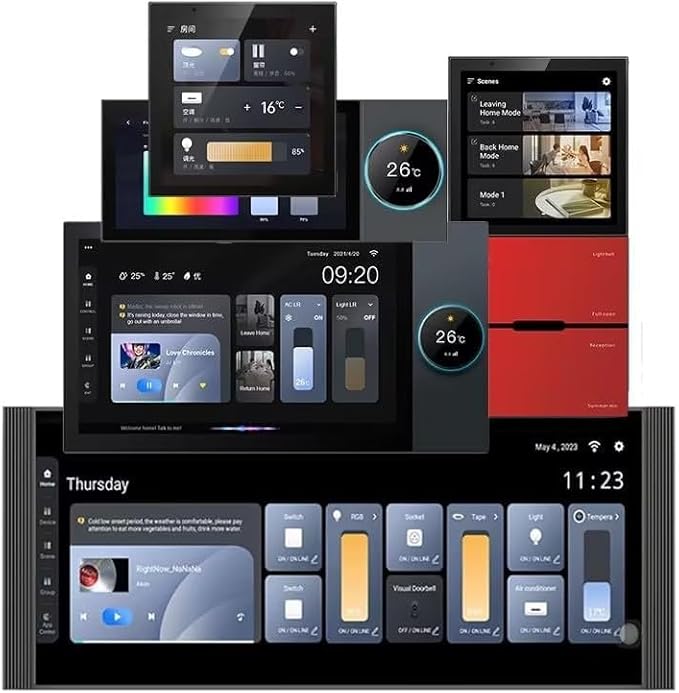 Smart Home Control Panel,7'' Dimmer and Background Music Player,Multifunctional Intelligent Control Touch Screen,Smart Life Tuya App Control Timer Switch for Smart Appliances