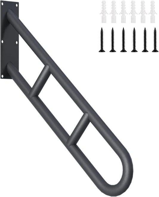 Handrail for Outdoor Steps, 26" Wall Mounted Stair Handrails, Garage Railing with Black Matte Finished, Safety Grab Bars for Porch, Garden, Yard, Indoor 1 to 3 Steps Stairs