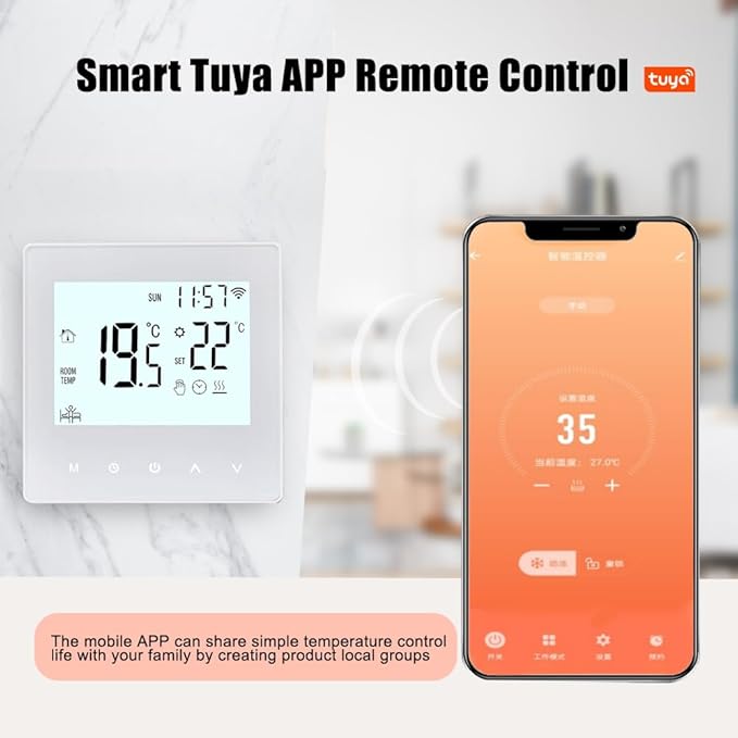 Smart Tuya WiFi Thermostat 16A Digital Programmable LCD Display Underfloor Heating Temperature Controller Digital Intelligent Wall Thermostat for Electric Heating