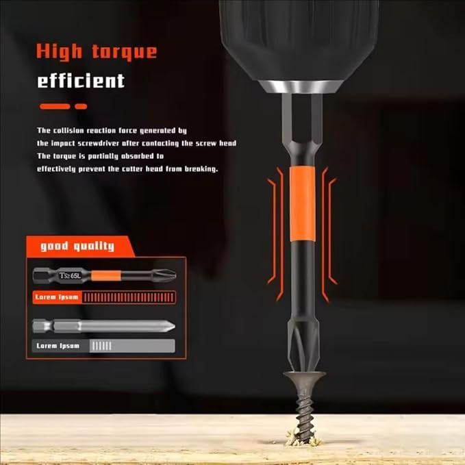 HUHAO Magnetic Drill Bits, 5pcs Non Slip Screwdriver Bit Set with S2 Alloy Steel Material, CNC Tip Magnetic Drill Bit, Fit for Professional Impact Driver Accessories Tool