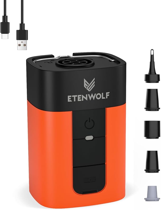 ETENWOLF AIR 5 Air Pump for Inflatables, Portable Electric Air Pump with 5200 mAh Battery, 4X Quick Inflator & Deflator, 4.5 kPa & 720 L/min Pump for Pool Floats, Vacuum Storage Bags