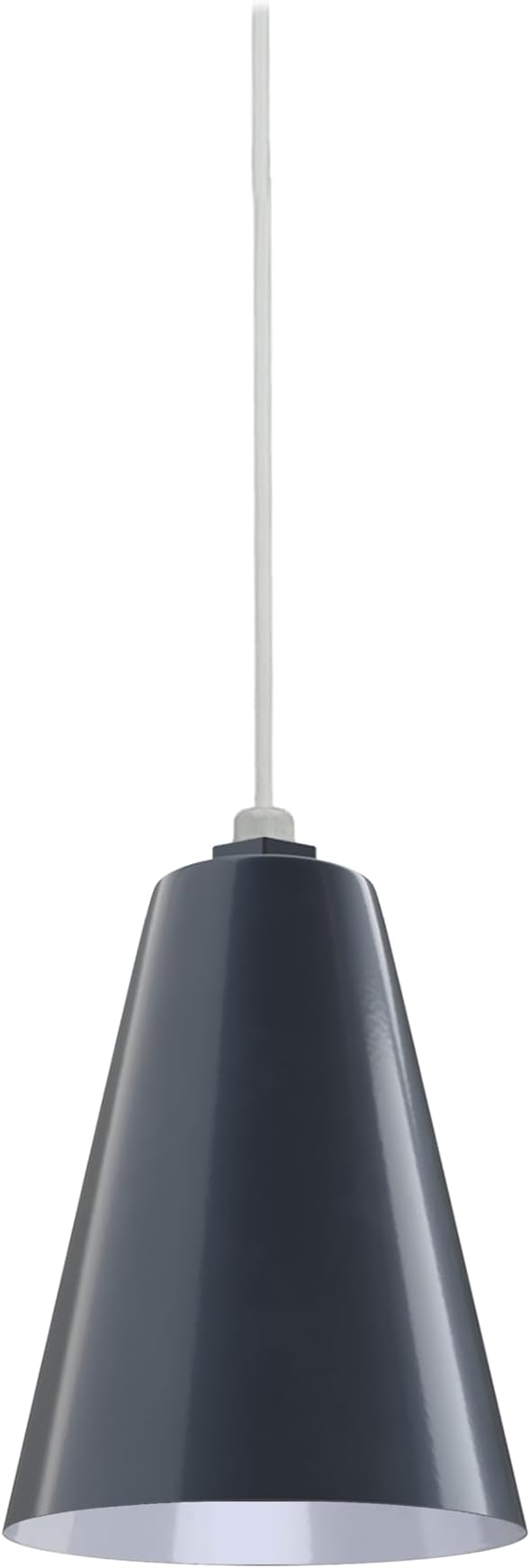 Steel Lighting Co. Laurel Pendant Light | Ceiling Mounted | 8.5 inch Cone Shade | Modern Contemporary Farmhouse Style Made in America | White Cord | Gray Blue Exterior/White Interior