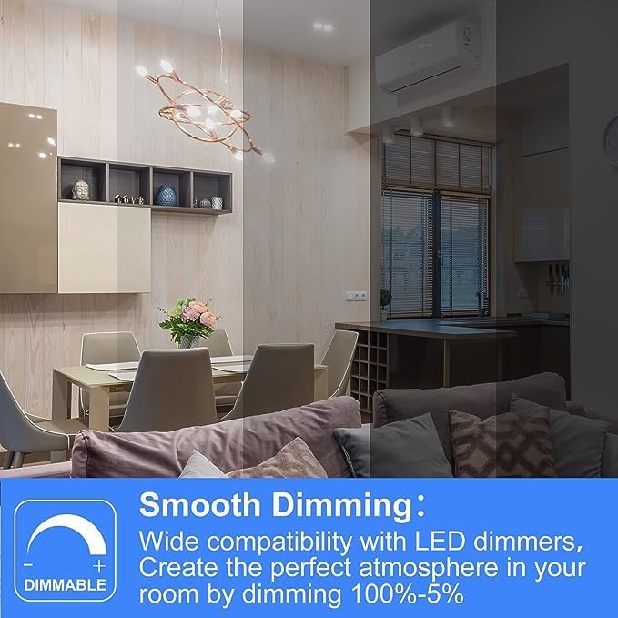 Energetic LED Candelabra Light Bulbs B10, Daylight 5000K, E12 Base, 60 Watt Equivalent Chandelier LED Edison Bulbs, Dimmable, 24 Pack