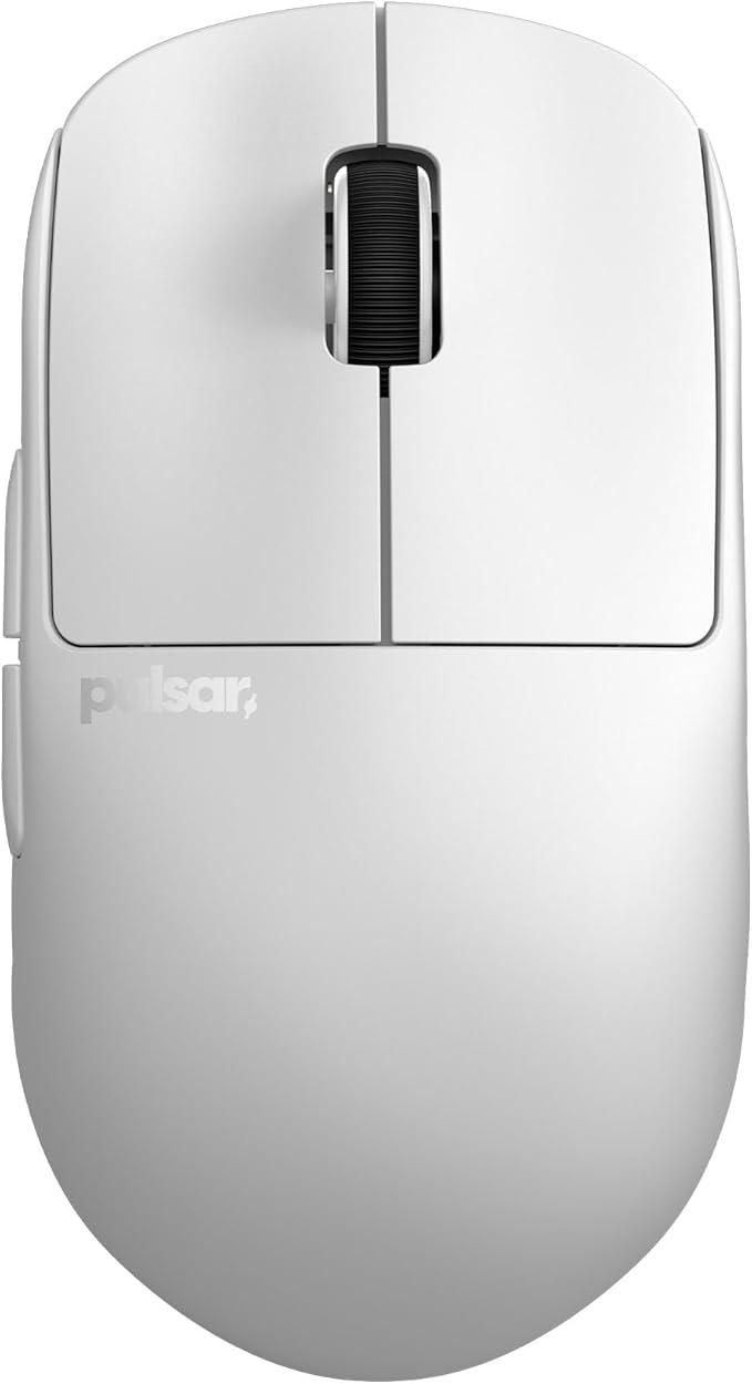 Pulsar Gaming Gears X2H Wireless Gaming Mouse, Ultra Lightweight 1.90 oz (54 g), Symmetrical, Optical Switch, 2.4 Ghz 1 ms, 26000 DPI, PAW3395 Sensor (Medium, Wireless, White)