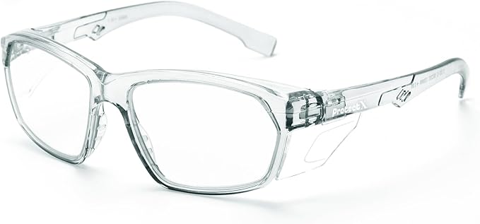 ProtectX Stylish Anti-Fog & Scratch-Resistant Safety Glasses, UV Protection Goggles, Anti-Impact Lightweight Glasses for Men＆Women Charcoal Clear