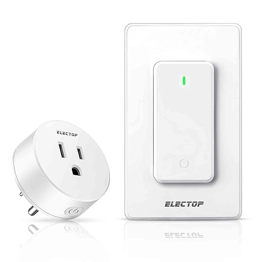 Remote Control Outlet, ELECTOP 15A/1500W Wireless Wall Mounted Power Switch, Long Range Electrical Switch Plug in On/Off for Lights, Fans, Christmas Lights, Household Appliance, Programmable
