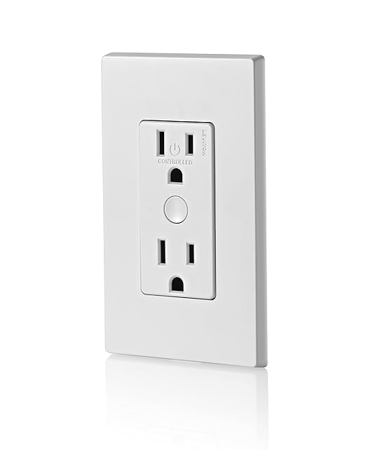 Leviton Decora Smart Outlet, Tamper-Resistant 15A, Wi-Fi 2nd Gen, Works with My Leviton, Alexa, Google Assistant, Apple Home/Siri & Wire-Free Companions for Switched Outlet, D215R-2RW, White