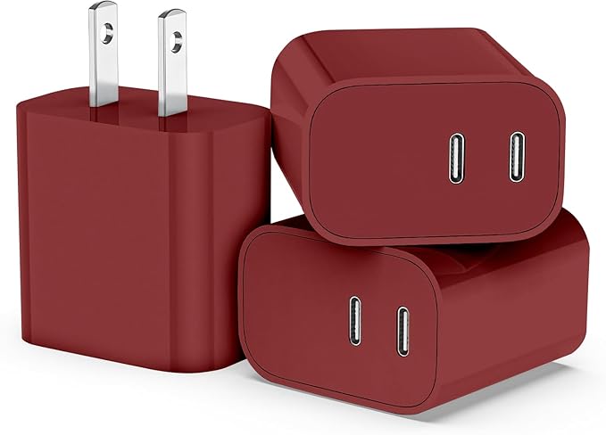 USB C Charger,Dual Port USB C Fast Charging Block，Type C Wall Charger Plug for iPhone 16/15/14/13/12/11/ Pro Max/Plus/Xs Max/XR/X,iPad Pro/Samsung Galaxy(20W)