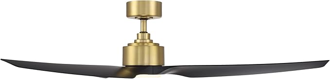 Stella Indoor and Outdoor 3-Blade Smart Home Ceiling Fan 60in Soft Brass Matte Black with 3000K LED Light Kit and Remote Control works with Alexa and iOS or Android App