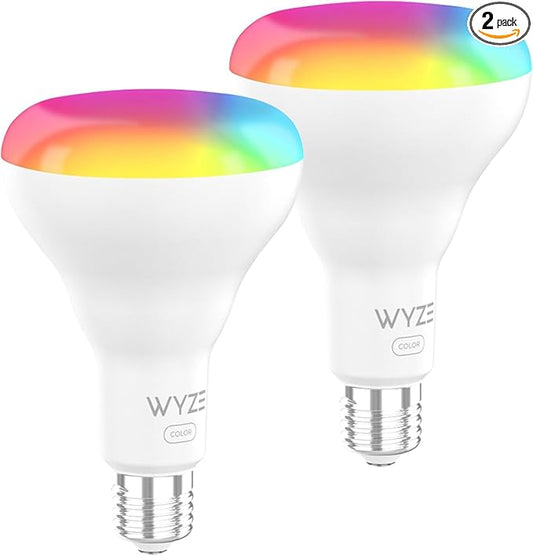Bulb Color, BR30 Wi-Fi Smart Bulb, 16 Million Colors & Tunable White, Works with Alexa and Google Assistant, 75W Equivalent 950LM, Dimmable, Timer, CRI>90, E26, No Hub Required, 2-Pack