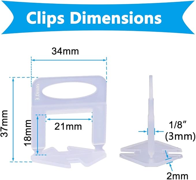 1400 PCS Tile Leveling System Clips 1/8''(3mm) Tiles Leveler Spacers Tool for Professional Ceramic Tile and Stone Installation