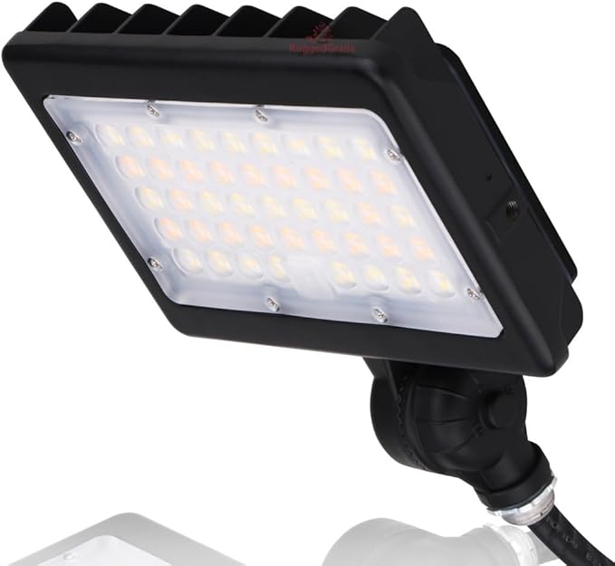 RuggedGrade 30W LED Flood Light | Kivo II Series | 4,350 Lumens | Color Selectable 3000K/4000K/5000K | Outdoor Waterproof Security Light | Knuckle Conduit Mount with Photocell | DLC 5.1 Premium