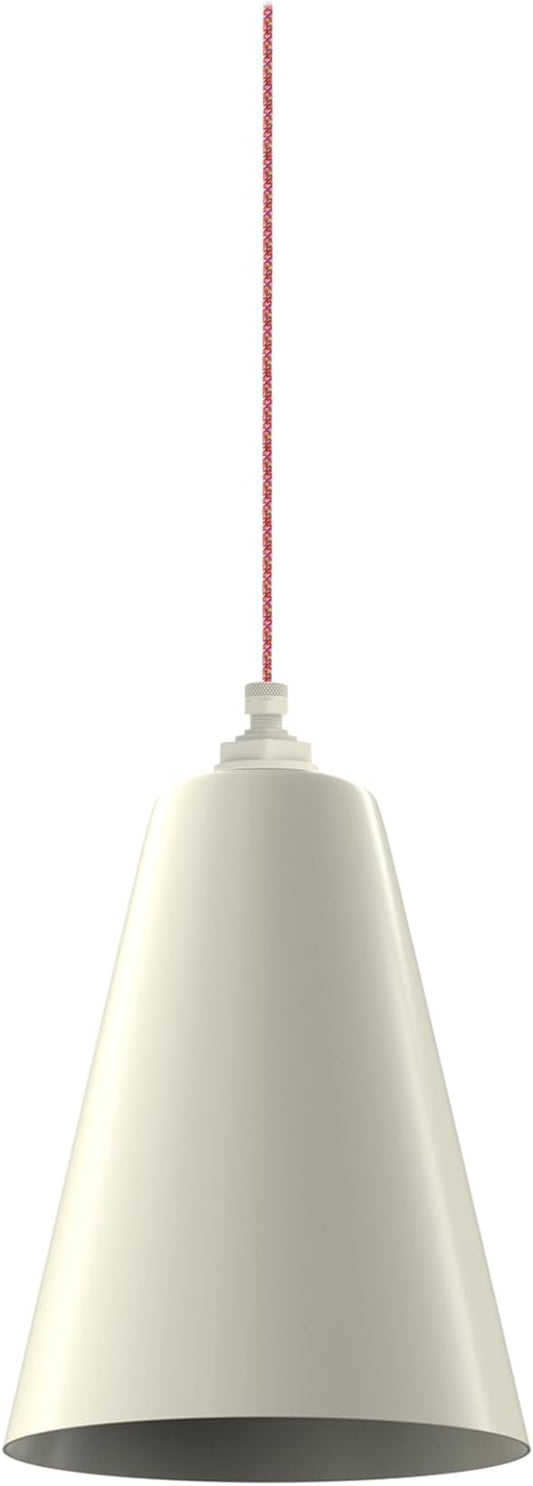 Steel Lighting Co. Laurel Pendant Light | Ceiling Mounted | 8.5 inch Cone Shade | Modern Contemporary Farmhouse Style Made in America | Sprinkles Cloth Cord | Cream Exterior/Cream Interior