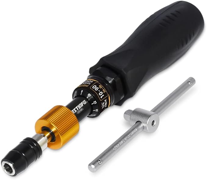 FIRSTINFO H5188 Precision Certified Limited Torque Screwdriver 10-90 in-lbs with 1/4 Inch Universal Hex Bit Holder Quick Release Design with Extra T-Handle