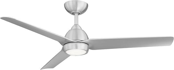 WAC Smart Fans Mocha Indoor and Outdoor 3-Blade Smart Home Ceiling Fan 54in Brushed Aluminum with 3000K LED Light Kit and Remote Control works with Alexa and iOS or Android App