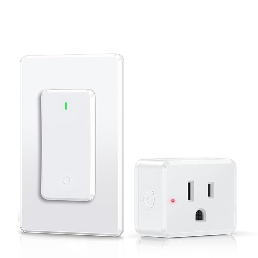 Thinkbee Remote Control Outlet Plug, 15A /1500W 600ft RF Range Wireless Light Switch Kit, Expandable Remote Outlet Switch for Lamp Fan Household Appliances, 80-275V with Anti-Surge 4000V