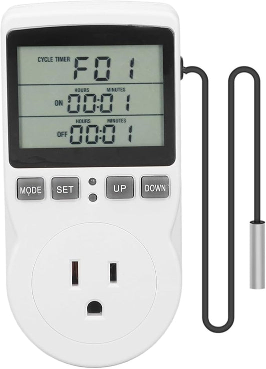 Digital Thermostat Outlet Plug Temperature Controller, Temperature Control Socket Thermostat Controlled Outlet with Alarm System for Aquariums, Greenhouses(US Plug 15A 1800W)