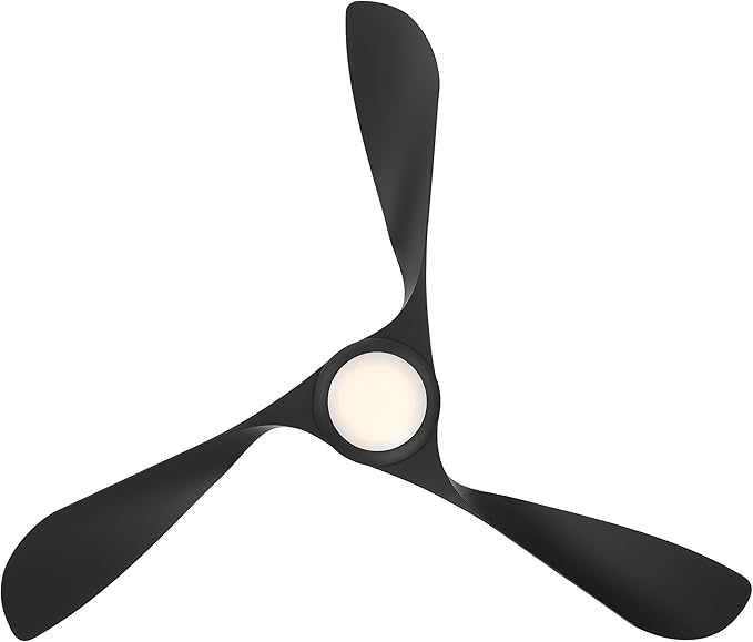 WAC Smart Fans Swirl Indoor and Outdoor 3-Blade Ceiling Fan 54in Matte Black with 3000K LED Light Kit and Remote Control works with Alexa and iOS or Android App