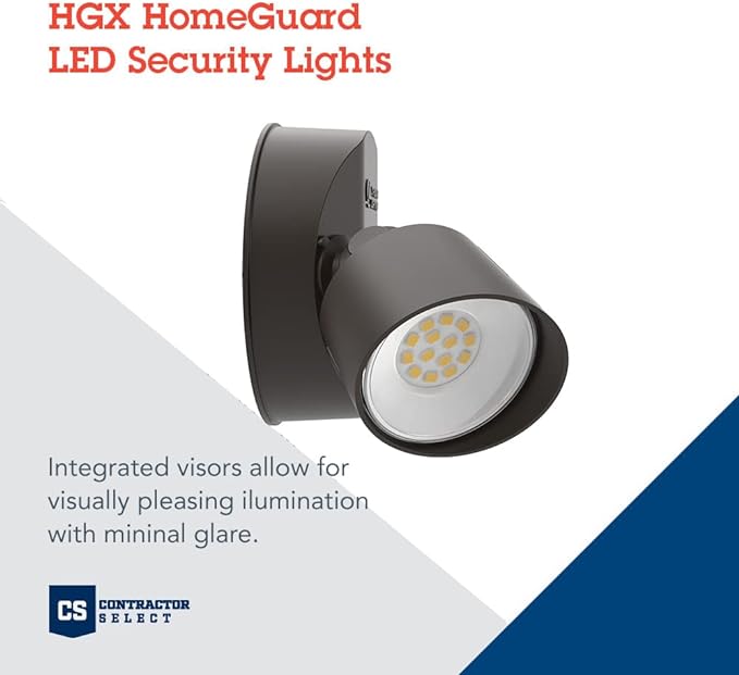 Lithonia Lighting HomeGuard 2-Light LED Outdoor Flood Lights, Wall or Ceiling Mount Outdoor Lights, 4000K Cool White, Round Heads, Dark Bronze (HGX LED 2RH 40K 120 DDB M2)