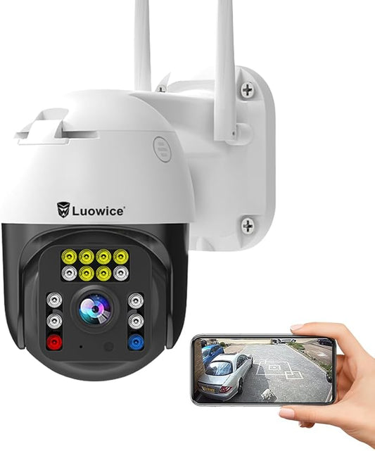 8MP PTZ Security Camera Outdoor FHD WiFi IP Camera with Humaniod Detection, Auto Tracking, Color Night Vision, Pan and Tilt, Two Way Talk, Floodlight and Siren, Waterproof