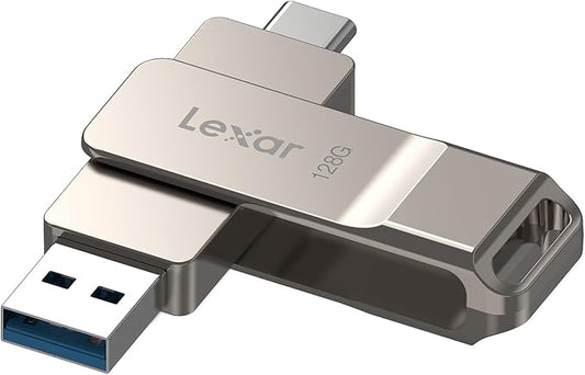 Lexar D40E 128GB Dual USB 3.2 Gen 1 Type-C Jump Drive, USB-C Flash Metal Housing Swivel Design Thumb Drive