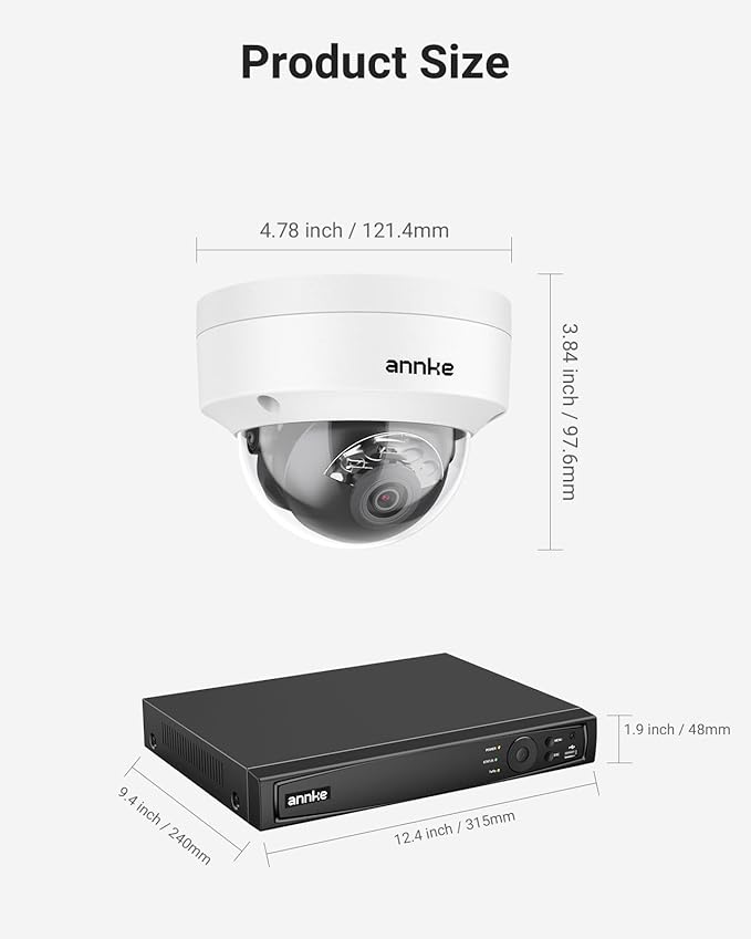 ANNKE 4K 16CH PoE Camera System, H.265+ 12MP NVR, 8X 8MP Wired Dome Security IP Cams, AI Motion Detection, Built-in Mic, 4TB HDD, Spotlight Color Night Vision, Compatible with Alexa, Not PTZ