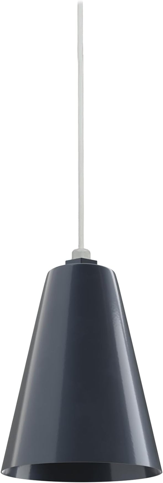 Steel Lighting Co. Laurel Pendant Light | Ceiling Mounted | 8.5 inch Cone Shade | Modern Contemporary Farmhouse Style Made in America | White Cord | Gray Blue Exterior/Gray Blue Interior