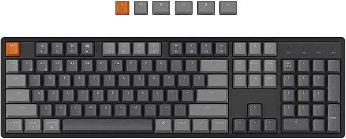 Keychron K10 RGB Full Size Layout Hot-Swappable Mechanical Keyboard for Mac Windows, Multitasking 104-Key Bluetooth Wireless/USB Wired Gaming Keyboard with Keychron K Pro Red Switch Aluminum Frame