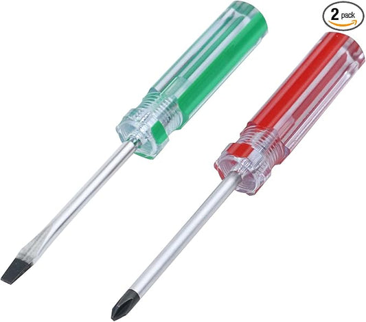 Antrader Magnetic Screwdriver Set 2 PCS, Magnetic 5mm Phillips and Flat Head Tips Screwdriver with 3 Inch Steel Shaft for Repair Home Improvement Craft