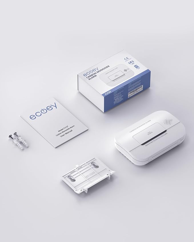 Ecoey Carbon Monoxide Detectors, 10-Year CO Detector with Human Alarm Sounds and Test Button, Carbon Monoxide Alarm Replaceable Battery-Operated for House and Bedroom, FJ127, 2 Packs