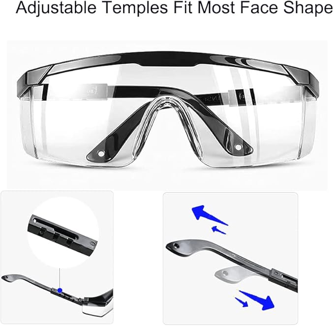 mozeeda 3 Pack Safety Glasses, Anti-fog Eye Protective Glasses Scratch Resistant Clear Wraparound Lenses Safety Goggles and No-Slip Grips, Adjustable Temples Lab Goggles