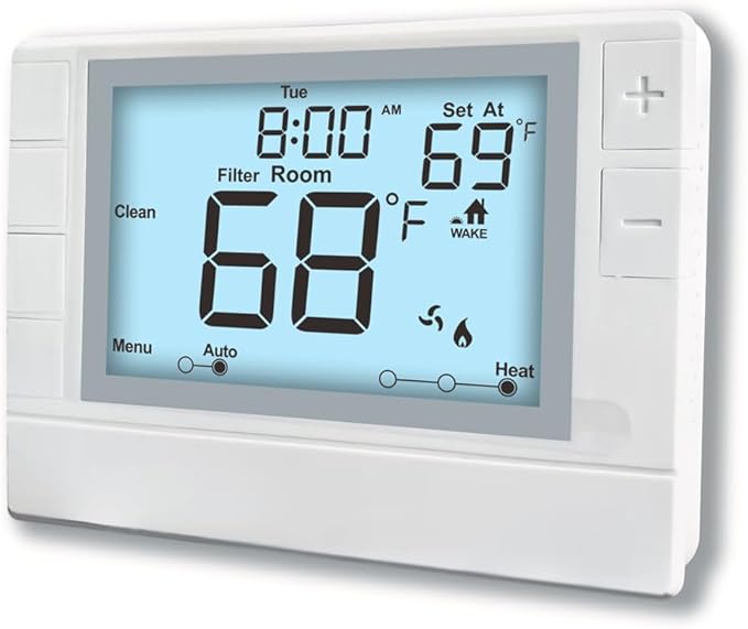 Programmable Thermostat, Thermostat for Home HVAC Systems,Multi-Stage, 2 Heat/2 Cool, White Backlight