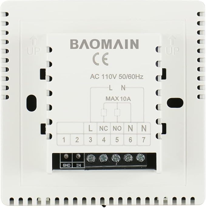 Baomain Programmable Thermostat, LCD Digital, None Battery Powered, AC110-120V D702, Work for Radiant Floor Heating Temperature Controller White