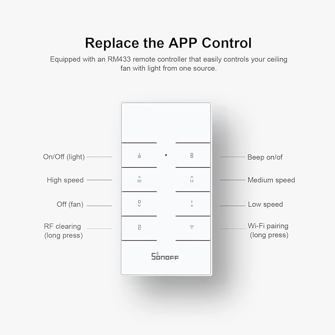 SONOFF iFan04-L WiFi Ceiling Fan Light Controller, APP Control&Remote Control, Compatible with Alexa & Google Home, No Hub Required(2.4G WiFi) (2 Pack)