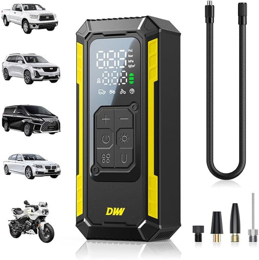Tire Inflator Portable Air Compressor, 150 PSI Portable Tire Inflator for Car with Digital Gauge, Air Pump for Inflatables with LED & Auto Shut-Off, Ideal for Car, Motorcycle, Bicycle and Ball