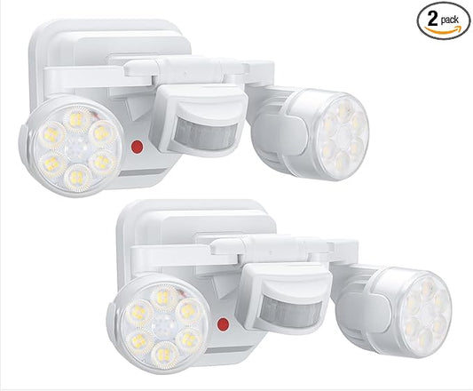 OREiN 2 Pack Motion Sensor Outdoor Lights, 450° Superwide Adjustment Dimmable Dusk to Dawn Flood Lights Outdoor, 5000K 12W=150W Outside LED Security Lights, IP65, White (Hardwired)