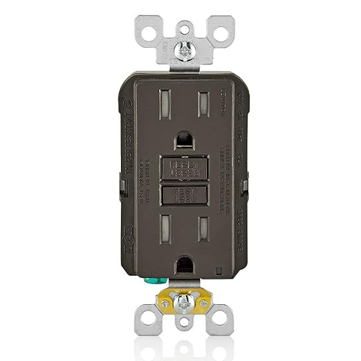 Leviton GFCI Outlet, 15 Amp, Self Test, Tamper-Resistant with LED Indicator Light, Protection from Electric Shock and Electrocution, GFTR1, Brown