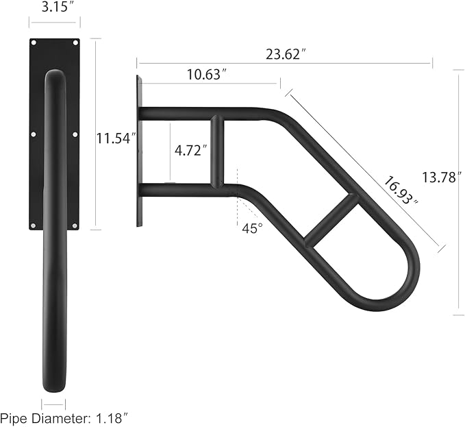 Stairs Handrails for Outdoor Steps ，Stair Railing Indoor 1-3 Step,Porch Railing & Deck Hand Rail Wall Mount Stair Hand Grab Bars， U-Shaped Providing Support and preventing Slips and Falls.-2pack