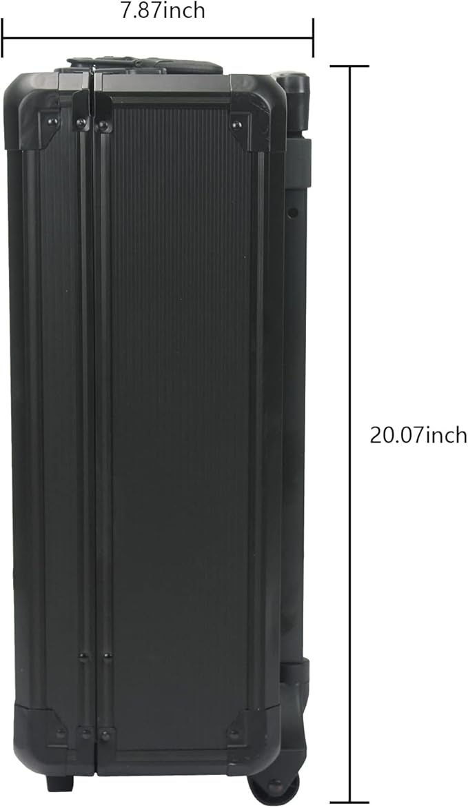 Aluminum Trolley Case Tool Set, Hand Tool Box with 4 Layers of Toolset and Wheels, Portable Tool Box for Home/Auto Repair for Men (Black)