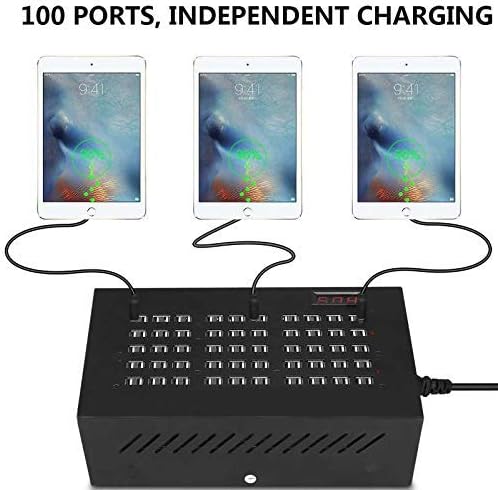 USB Charging Station,100 Ports USΒ Power Station Multi Port USΒ Wall Charger Adapter Phone Noninterference Multiport Desktop USB Rapid Charger for Hotel School Shopping Malls