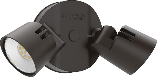 Lithonia Lighting HomeGuard 2-Light LED Outdoor Flood Lights, Wall or Ceiling Mount Outdoor Lights, 4000K Cool White, Round Heads, Dark Bronze (HGX LED 2RH 40K 120 DDB M2)